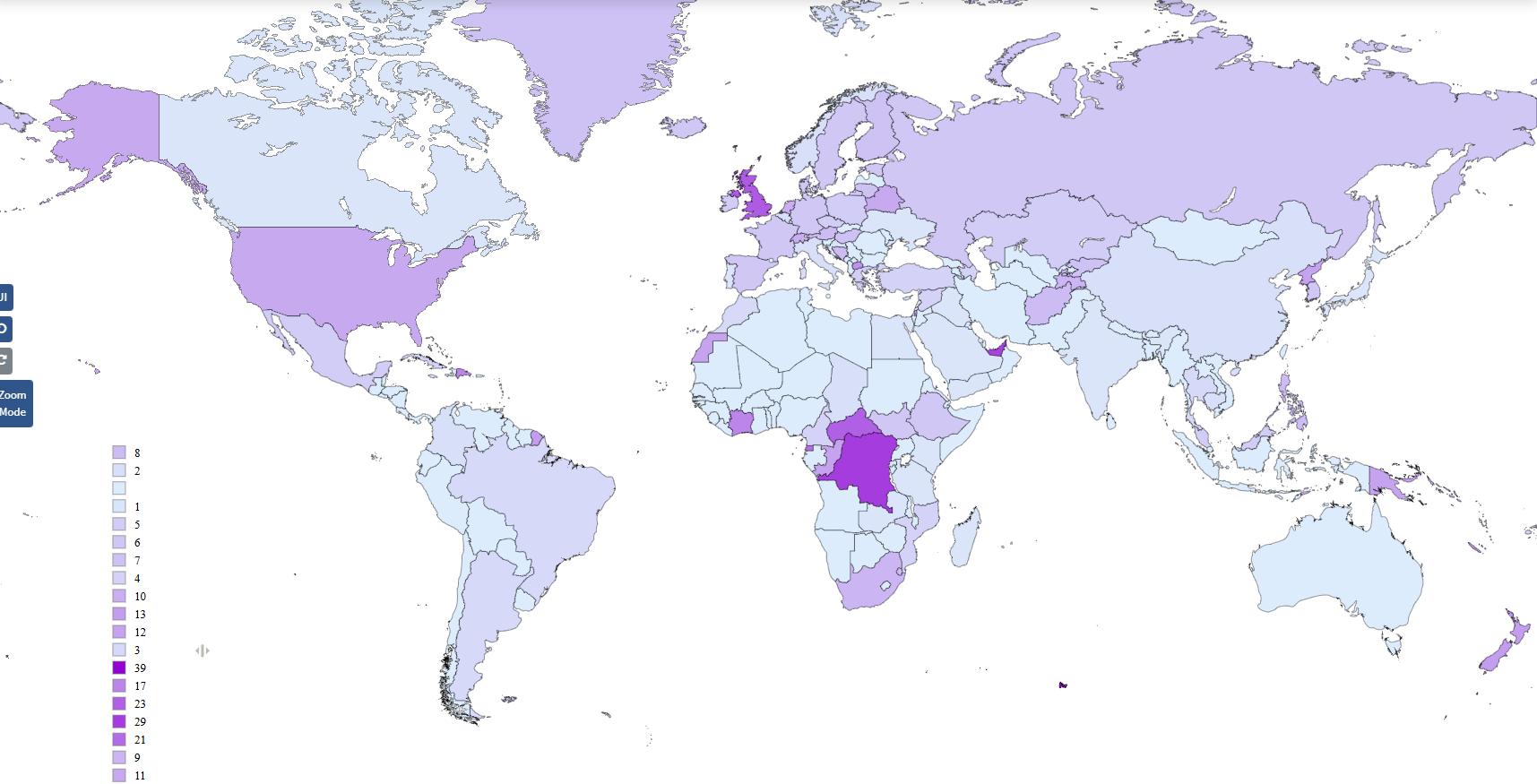 How much each country's name differes between English and Finnish